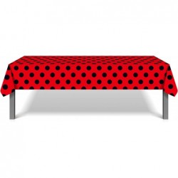 3 Pcs Ladybug Tablecover Ladybug Party Tablecloth 54 x 87 Inch Ladybug Party Supplies Red Black Polka Dots Plastic Table Cove...