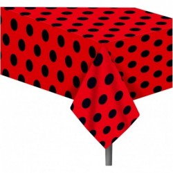 3 Pcs Ladybug Tablecover Ladybug Party Tablecloth 54 x 87 Inch Ladybug Party Supplies Red Black Polka Dots Plastic Table Cove...