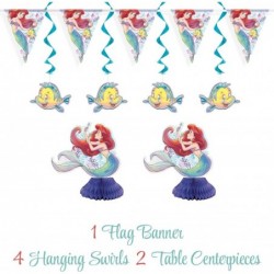 Little Mermaid Party Supplies | Ariel Party Decorations | Includes Mermaid Plates Napkins Under the Sea Tablecloth Banner Han...