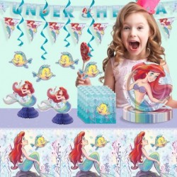 Little Mermaid Party Supplies | Ariel Party Decorations | Includes Mermaid Plates Napkins Under the Sea Tablecloth Banner Han...