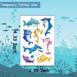 Shark Temporary Tattoos for Kids - 10 Sheets Ocean Shark Fake Tattoos for Boys Girls Birthday Decorations Party Favors Suppli...