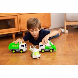 JOYIN 3 in 1 Friction Powered City Waste Management Vehicle Car Truck Toy Set Including Helicopter Garbage Truck and Waste Co...