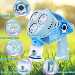 Bubble Gun for Kids - Space Bubble Machine with Lights Automatic Bubble Maker 360 Degree Leak Proof Design Bubble Blaster Toy...