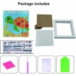 Easy 3D Diamond Painting Kit Turtle for Kids Beginners Art Crafts Kits for Girls with Frame 6x6inches $26.27 Kids' Drawing & ...