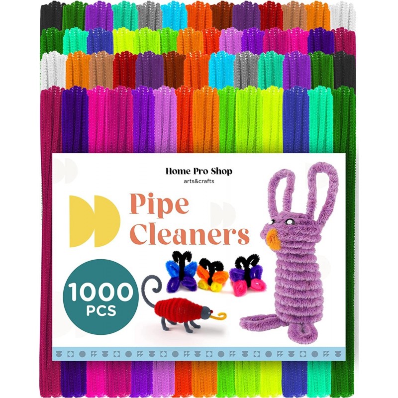 HomeProShop 1000 Pcs Pipe Cleaners Craft Supplies - 6mm x 12inch Chenille Stems/Craft Pipe Cleaners Bulk in 30 Colors $39.98 ...