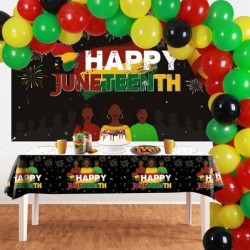 Juneteenth Tablecloth 3 Pack Large Size Plastic 54"x108" Happy Juneteenth Table Cloth Decorations for June 19th Independence ...