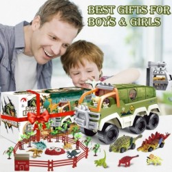 36pcs Music and Lights Dinosaur Carrier Truck for 3-5 Kids Dinosaur Toys Playset with Play Mat Pull Back Car Dinosaur Figures...