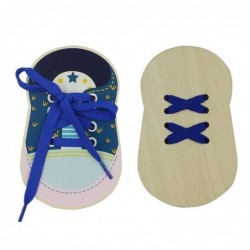 (Pack of 2) Wooden Lacing Shoe Toy Learn to Tie Shoelaces Fine Motor Skills Toy Threading Toy Board Game for Kids B $24.14 Ea...