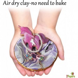 DIY Clay Jewelry Dish Craft Kit Make Your Own 5 Clay Bowls and Unicorn Decoration Arts and Crafts for Girls Air Dry Clay for ...