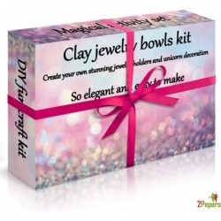 DIY Clay Jewelry Dish Craft Kit Make Your Own 5 Clay Bowls and Unicorn Decoration Arts and Crafts for Girls Air Dry Clay for ...