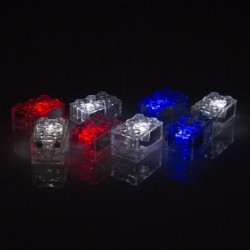 Light Up Building Blocks Bricks Set of 8 (2"x3") Bricks with On/Off and Dim Ability - Red White & Blue Colors - Compatible wi...