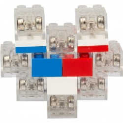 Light Up Building Blocks Bricks Set of 8 (2"x3") Bricks with On/Off and Dim Ability - Red White & Blue Colors - Compatible wi...