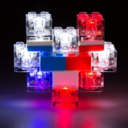 Light Up Building Blocks Bricks Set of 8 (2"x3") Bricks with On/Off and Dim Ability - Red White & Blue Colors - Compatible wi...