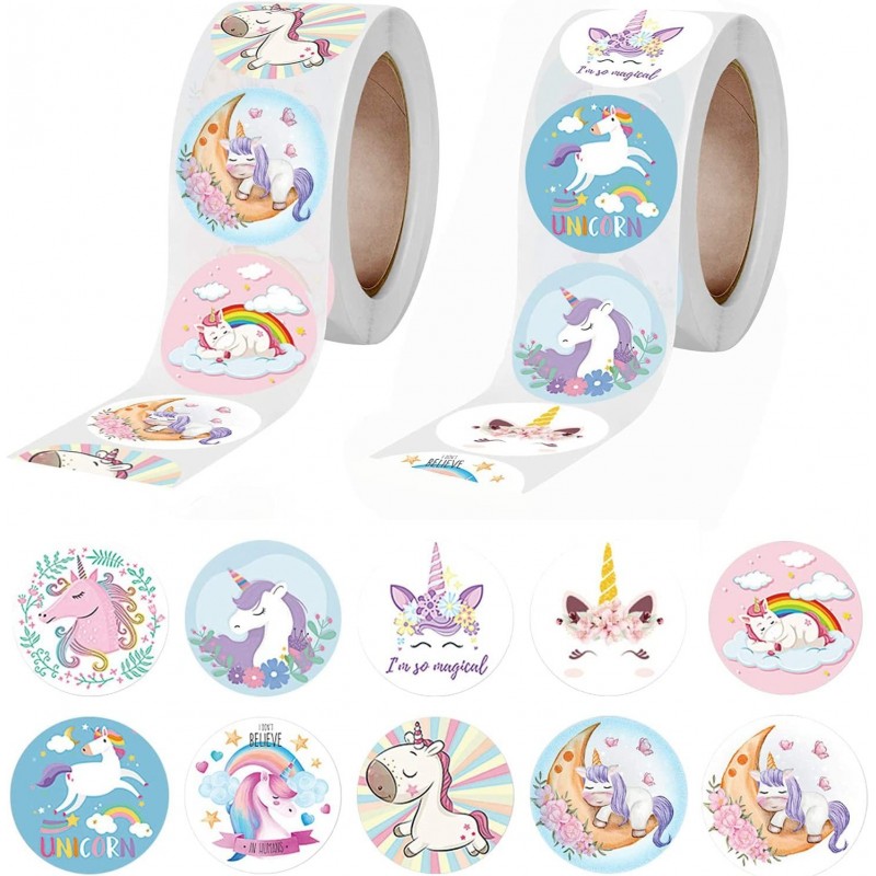 1000 Pieces Unicorn Stickers for Kids Cute Unicorn Label Stickers DIY Stickers 1 inch Self Adhesive Decoration Stickers for S...