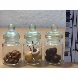 3pc Miniature Food Chocolate Cookie Cake Candy Dollhouse Donut in Clear Glass Mini Bottle Fruit Food MF040 $17.85 Dollhouse A...