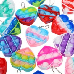 20 Pack Heart Simple Mini Push Pop Bubble Fidget Sensory Stress Relief Toy Keychains for Kids and Adults (Heart) $28.21 Fidge...