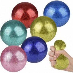 Squeezy Sticky Stress Balls Set of 6 Stress Relief Fidget Toys for Kids with a Metallic Design Anxiety Relief Toys in Assorte...