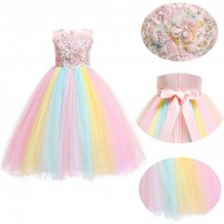 Unicorn Rainbow Costume Girls Princess Birthday Party Long Maxi Tulle Dress Halloween Carnival Cosplay Fancy Dress $36.69 Kid...