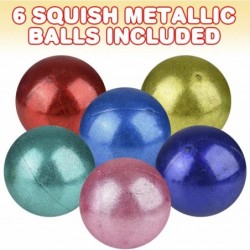 Squeezy Sticky Stress Balls Set of 6 Stress Relief Fidget Toys for Kids with a Metallic Design Anxiety Relief Toys in Assorte...