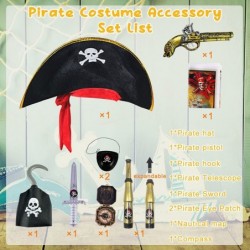 9 Pieces Pirate Accessories Halloween Kids Pirate Theme Pretend Party Toys Set Kids' Party Cosplay Pirate Dress Up Supplies w...