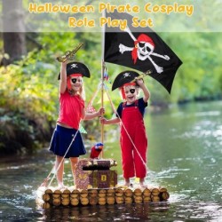 9 Pieces Pirate Accessories Halloween Kids Pirate Theme Pretend Party Toys Set Kids' Party Cosplay Pirate Dress Up Supplies w...