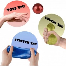 Squeezy Sticky Stress Balls Set of 6 Stress Relief Fidget Toys for Kids with a Metallic Design Anxiety Relief Toys in Assorte...