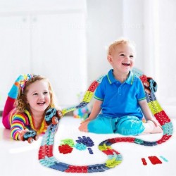 Car and Flexible Track Playset Create A Engineering Road Gifts for 3 4 5 6 7 8 9 10 11 Year Old. Race Tracks Toys for Kids Bo...