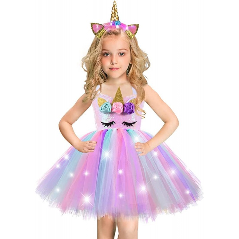 Lighted Unicorn Costumes for Girls Halloween Birthday Party Decorations Outfit Gifts LED Princess Tutu Dress $46.59 Kids' Cos...