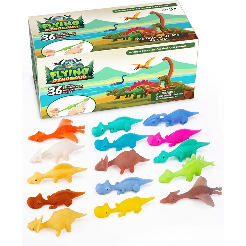 36 Pcs Mini Rubber Slingshot Flying Dinosaur Toys for Kids - Dino Shooter Game Finger Flicker Flying Dinosaur Animal Slingsho...