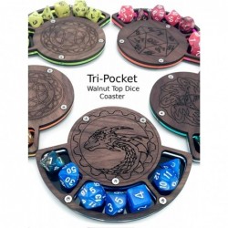 Tri-Pocket Solid Walnut Top Dice Coasters: Ice Green - Celtic $33.94 Game Accessories