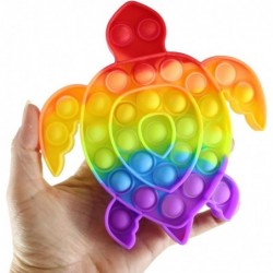 Rainbow Turtle Bubble Pop Fidget Toy - Ocean Sea Animal Silicone Push Poke Bubble Wrap Fidget Toy - Pop the Bubbles Down Then...