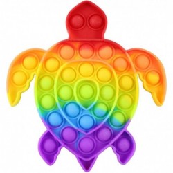 Rainbow Turtle Bubble Pop Fidget Toy - Ocean Sea Animal Silicone Push Poke Bubble Wrap Fidget Toy - Pop the Bubbles Down Then...