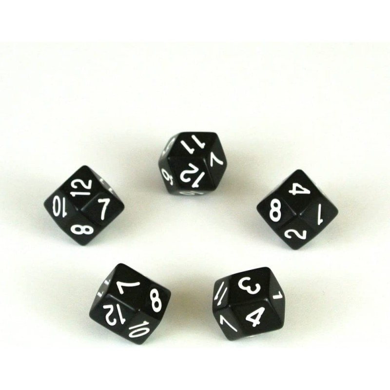 Set of Five Rhombic Dodecahedron D12 12-sided Dice in Black $26.57 Game Accessories