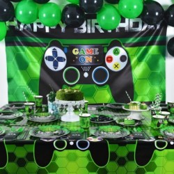 Video Game Table Covers - 108''x 54'' Disposable Printed Plastic Tablecloth Party Supplies for Kids Player Geek Game Themed P...