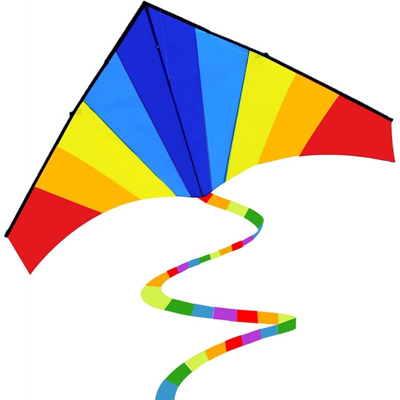 Large Rainbow Kite for Kids and Adults Beach Kites for Adults Outdoor Toys Games and Activities Kites Single Line Kite with F...