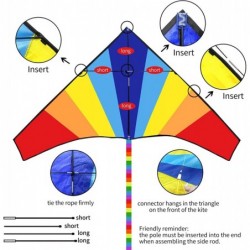 Large Rainbow Kite for Kids and Adults Beach Kites for Adults Outdoor Toys Games and Activities Kites Single Line Kite with F...