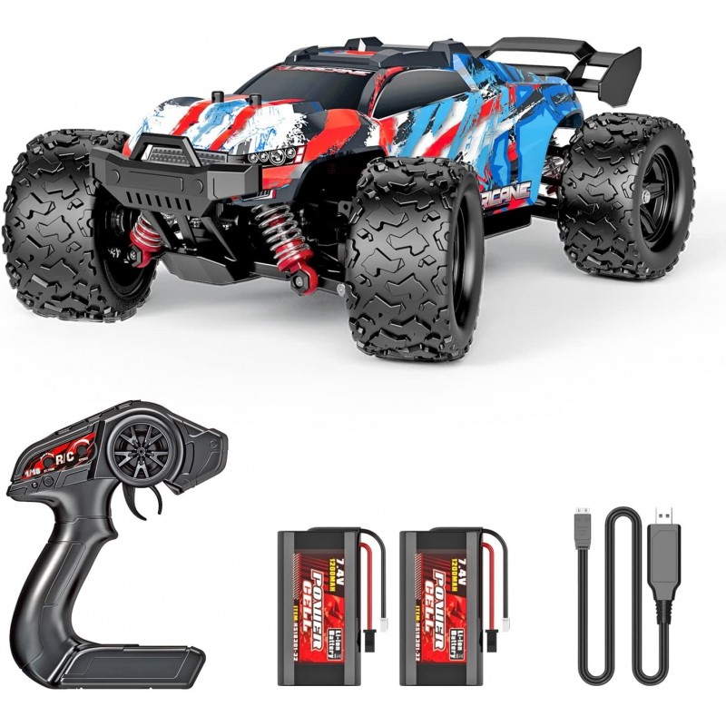 Remote Control Car 1:18 Scale 45Km/h 4WD RC Car Waterproof Drift Off-Road New Upgraded Brush Motor with Two Rechargeable Batt...