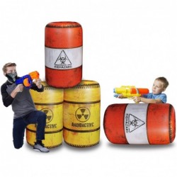 4 Pack WAR Zone Inflatable Battle Battlefield Barrels Compatible with Nerf Great for Nerf Party Laser Tag Gun Game Battle Obs...