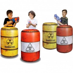 4 Pack WAR Zone Inflatable Battle Battlefield Barrels Compatible with Nerf Great for Nerf Party Laser Tag Gun Game Battle Obs...