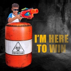 4 Pack WAR Zone Inflatable Battle Battlefield Barrels Compatible with Nerf Great for Nerf Party Laser Tag Gun Game Battle Obs...