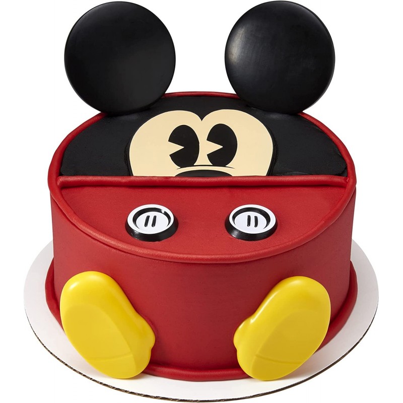 DecoSet? Disney Mickey Mouse Cake Topper 7-Piece Topper Set with Ears Eyes Buttons and Shoes Made of Food-Safe Plastic $17.76...