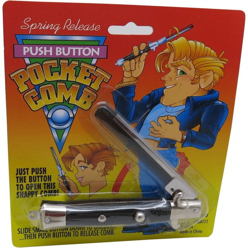 Spring Release Push Button Pocket Comb - Switch Blade $14.32 Gags & Practical Joke Toys