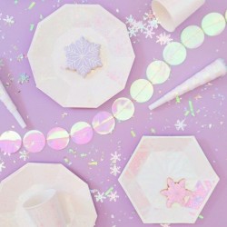 Frosted Iridescent Snowflake Small Paper Party Plates Pack of 8 $18.13 Kids' Party Tableware