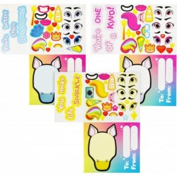 28 Pcs Valentine Unicorn Make A Face Stickers Cards for Kids Valentine's Day Craft Greeting Cards for Party Favor Classroom E...