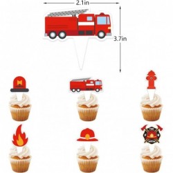 12 Pcs Fire Truck Cupcake Toppers Firetruck Theme Birthday Baby Shower Party Decorations Fireman Birthday Decors Fire Engine ...