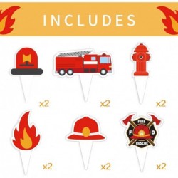 12 Pcs Fire Truck Cupcake Toppers Firetruck Theme Birthday Baby Shower Party Decorations Fireman Birthday Decors Fire Engine ...