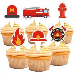 12 Pcs Fire Truck Cupcake Toppers Firetruck Theme Birthday Baby Shower Party Decorations Fireman Birthday Decors Fire Engine ...