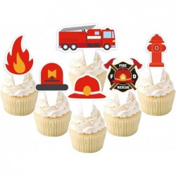 12 Pcs Fire Truck Cupcake Toppers Firetruck Theme Birthday Baby Shower Party Decorations Fireman Birthday Decors Fire Engine ...