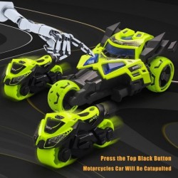 3 in 1 Alloy Racing Motorcycle Model Cars Pull Back Vehicles Catapult Toy for Boys Toddlers Age 4-8 Launcher Toys with Light ...