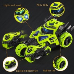 3 in 1 Alloy Racing Motorcycle Model Cars Pull Back Vehicles Catapult Toy for Boys Toddlers Age 4-8 Launcher Toys with Light ...